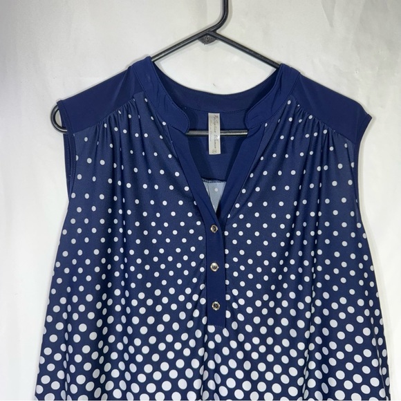 PerSeption Women’s Sleeveless Polka Dot & Stripes Blouse - Picture 2 of 6